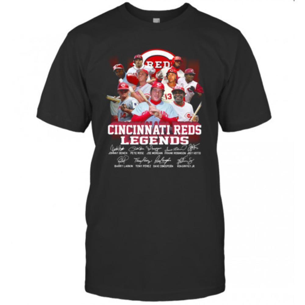 Cincinnati Reds Legends Players Signatures Baseball T Shirt - Picture 1 of 4
